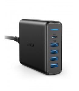 شاحن انكر 5 مخارج يو اس بي اسود